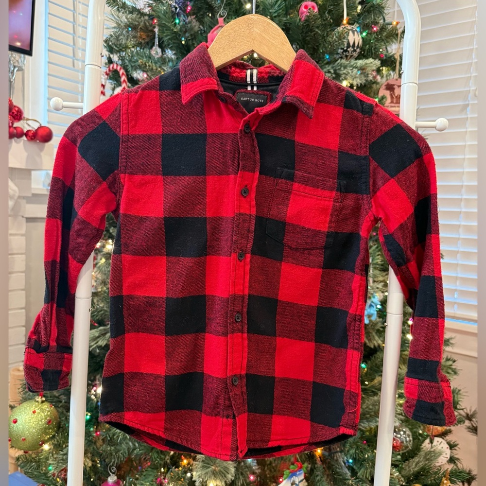 Cactus Red and Black Checkered Button Down Shirt